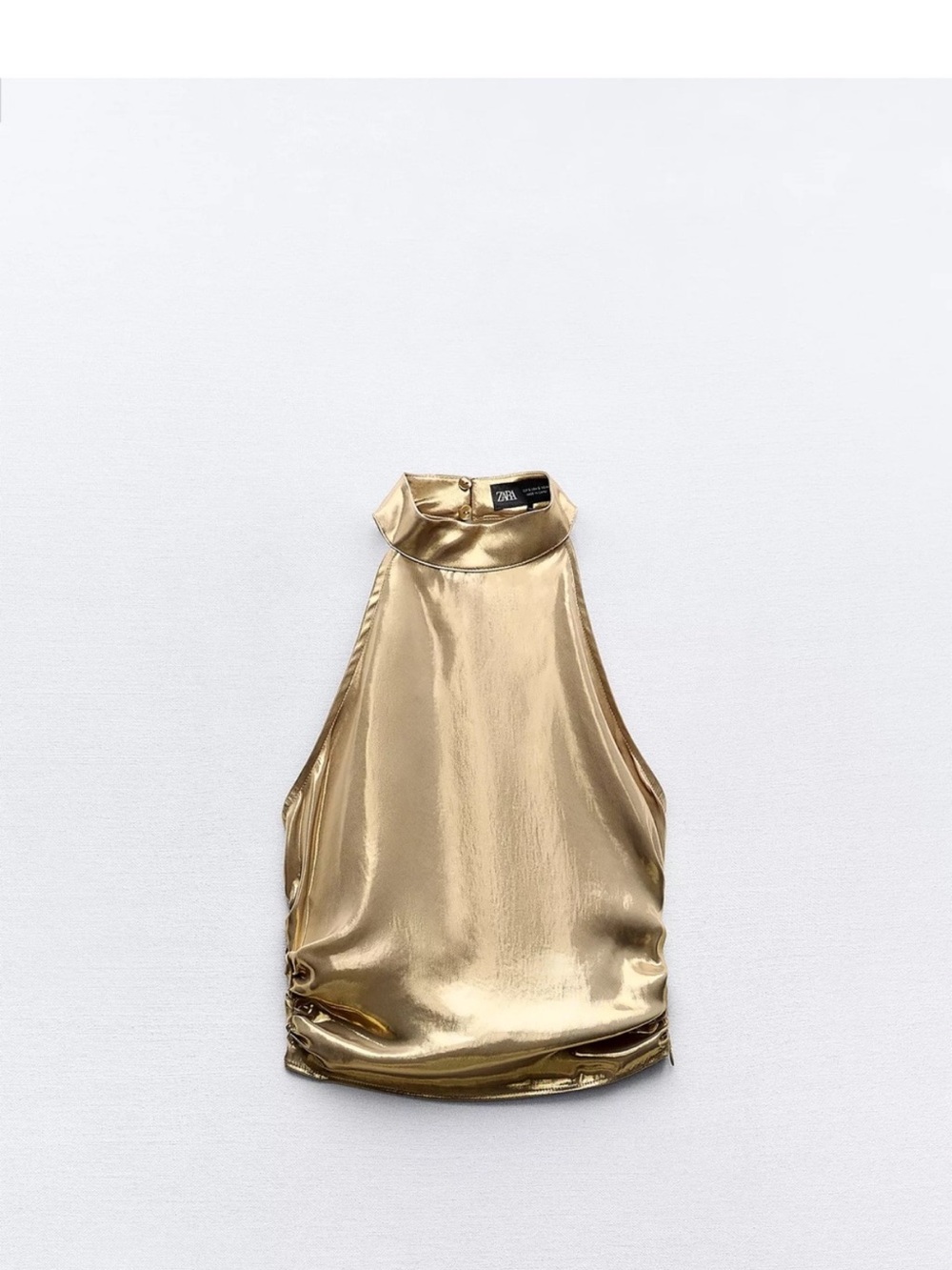 Zara gold foil Metallic High Neck Top